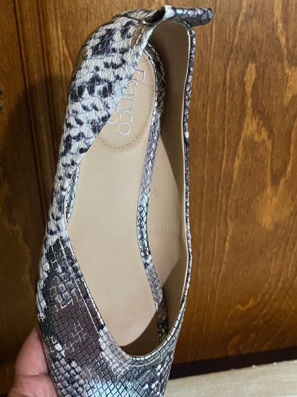 Franco Sarto Snake Print Flats Size 8 Square Toe - Picture 8 of 9